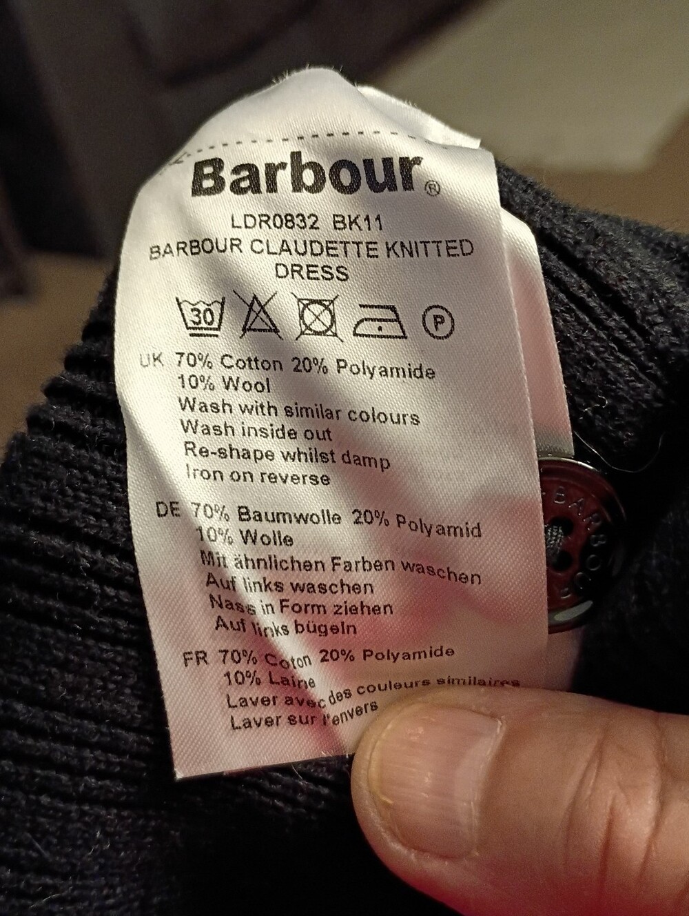 Barbour Ribbed Button-Front Sweater - Black - Picture 6 of 7